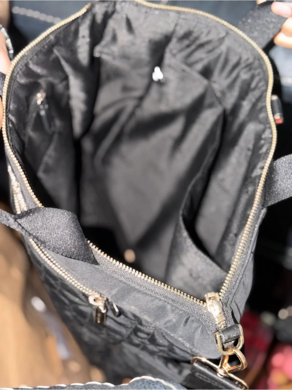 kate spade Black Quilted Tote with Adjustable Crossbody Strap